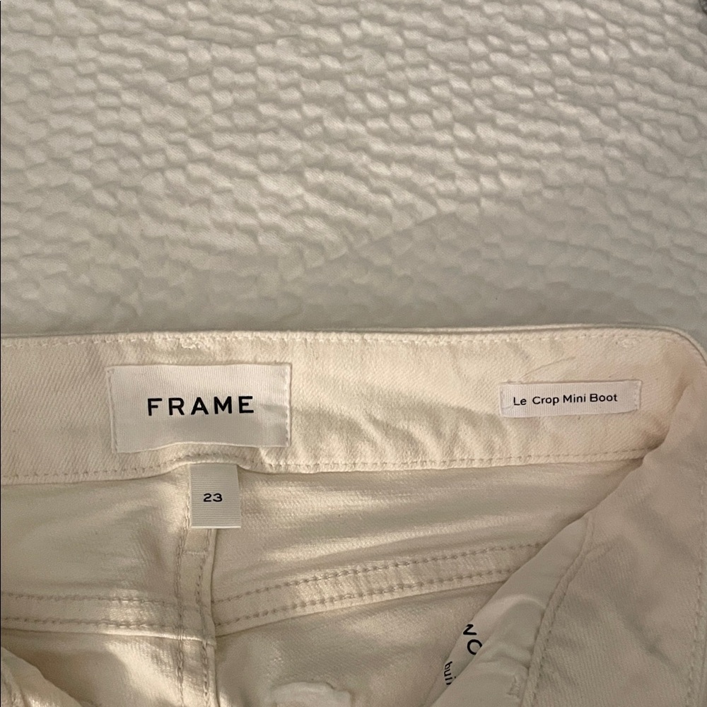 Frame Denim Cream Le Crop Mini Boot Jeans